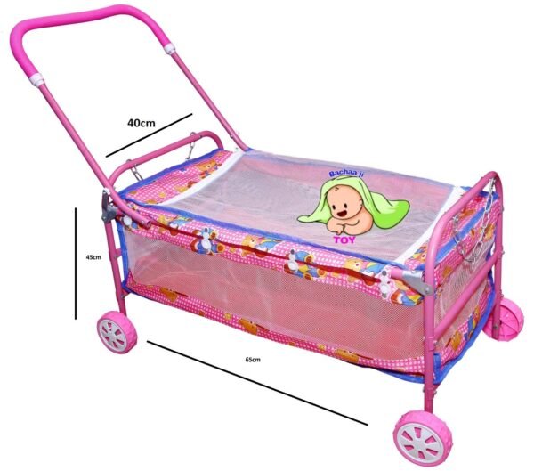 Baby Cradle for Newborn Babies with Deluxe Comfortable Baby Swing palna baggi with a Foldable Design for 0 to 2 Years Pink Colour jhula for Boys and Girls - Image 4