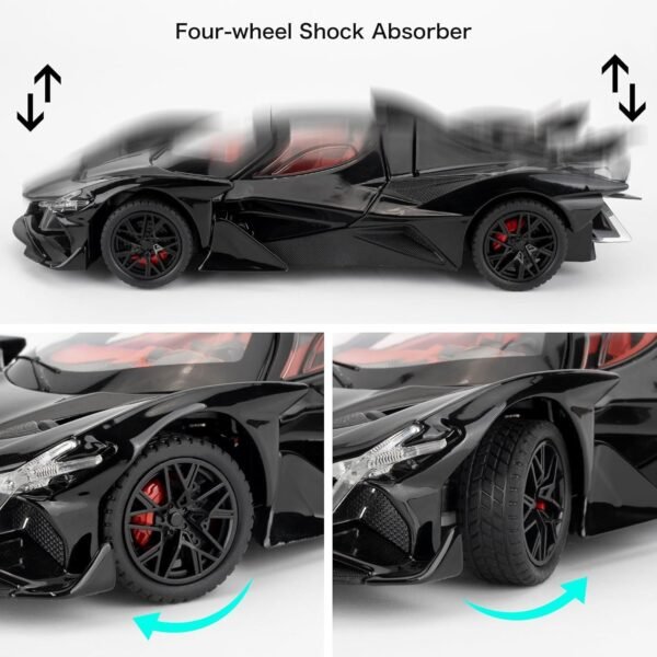 Compatible for 1:32 Apollo Evo Toy Car Model, Diecast Collectible Pull Back Model Car with Sound and Light, Toy Gift Vehicles for Adults Kids Boys Girls?Black? - Image 3