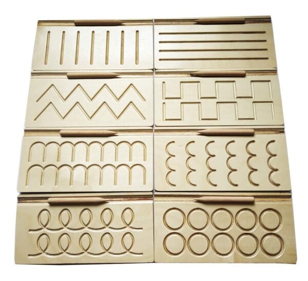 Single Piece Wooden Mathematics Writing Patterns Practice Boards for Kids-Wooden Educational Toys for Kids 3 Years or 2 or 4 Years Old, Patterns tracing Boards, Learning Wooden Toys-Brown - Image 3