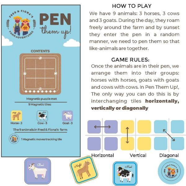 Mind Game Brain 5 Year Old, Educational Travel Games for Kids 4 to 7 Years Old, Gifts for Boys Girls, Magnalogix Magnetic PuzzleTile Toy Game, Pen Them Up Junior - Image 4