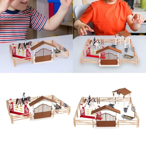 Horse and Horseman Playset Pretend Play Toy for 3 4 5 6 7 Year Old Baby Kids Women Horseman|Toys & Hobbies|Toys & Hobbies|Toys & Hobbies|1x Horse Stable Figurine Playset - Image 4