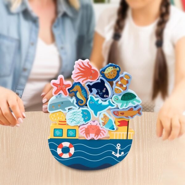 bnf® Wooden Stacking Toys Game for New Year Valentines Day Gifts for Kids Holiday sea Animals - Image 2