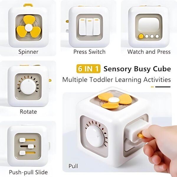 Life Skill Builder Cube Montessori Toys for 1 Year OldBusy Cube for Baby Toys 12-18 MonthsBaby Sensory Travel Toys for Toddlers 1-3Birthday Gifts for 1 2 Year Learning & Motor SkillWhite - Image 5
