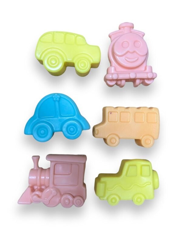 Peakaku Vehicle Soap for Kids Combo - Pack of 6 | Car, Truck, and Train Shaped Soaps | 100% Natural Shea Butter Soap | Gentle, Fun & Moisturizing Bath Soaps | Gift for Kids, 50g Each