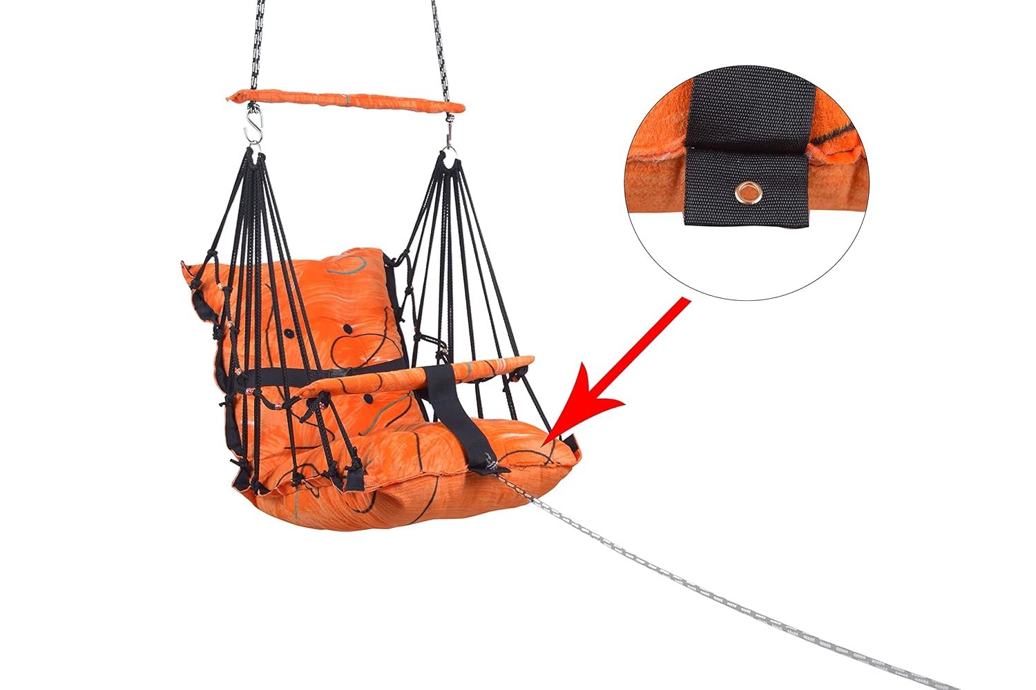 Cotton Baby Hanging Swing for Kids jhula 1-5 Years Swings Cradle Chair uyyala New Born Baby Gifts Foldable and Washable with Safety Belt, Home & Garden (Orange) - Image 5