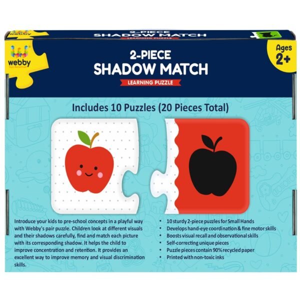 Webby Shadow Match 2 Pieces Learning Pack Jigsaw Puzzle, Montessori Early Educational Pre School Puzzle Toys for 3+ Years Kid - Image 5