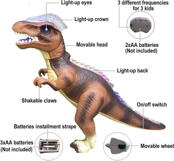 SPIRITUAL HOUSE Dinosaur Toys for Kids 6-7 8-12, 2.4G Remote Control Dilophosaurus Action Figure Boys Girls 4-7 Years RC Walking with Lights and Sounds One-Key Demo Dino Toy - Image 5