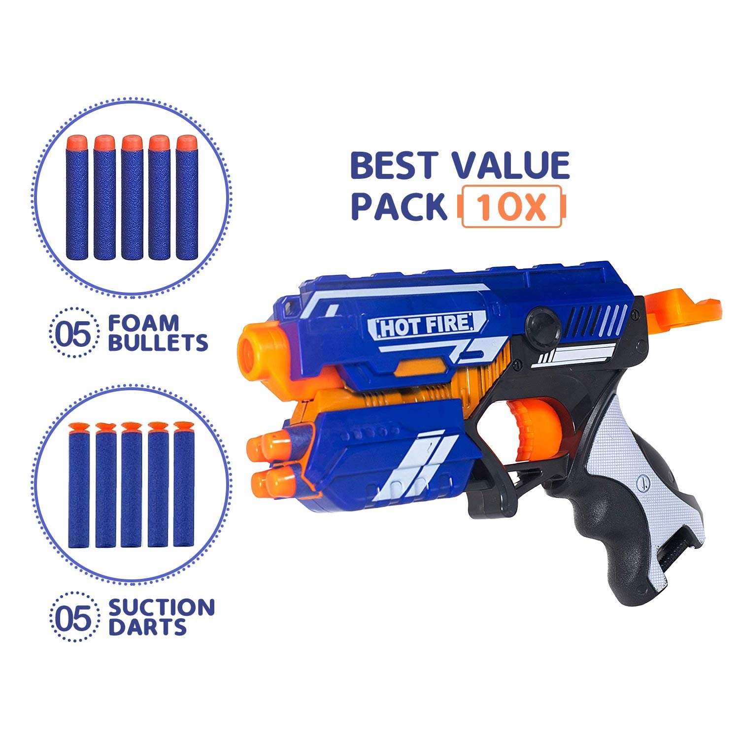 NHR Blaze Storm Manual Soft Bullet Gun Toy with 10 Safe Soft Foam Bullets, Fun Target Shooting Battle Fight Game for Kids (Pack of 1, Multicolor) - Image 5