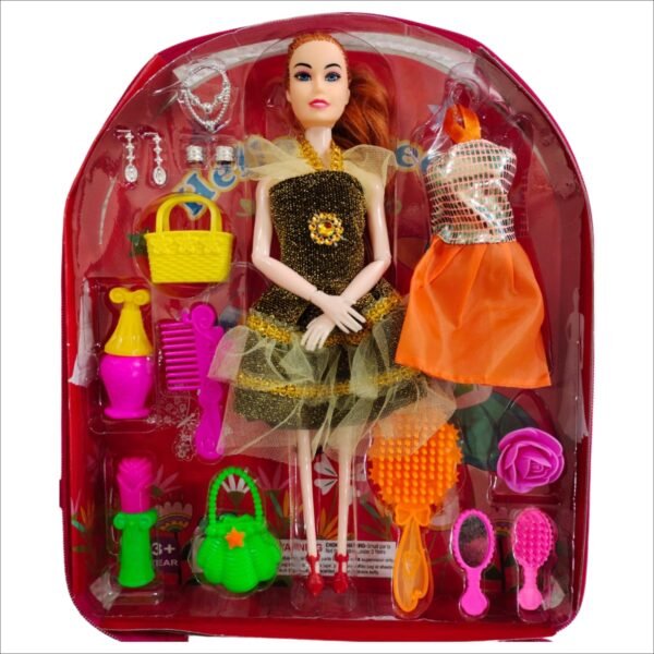 Abyz Hello Sweety Fashion Doll Set with Beauty Accessories, Black Dress and Handbag, Girls Toy Age 3-5 Years, Multicolor