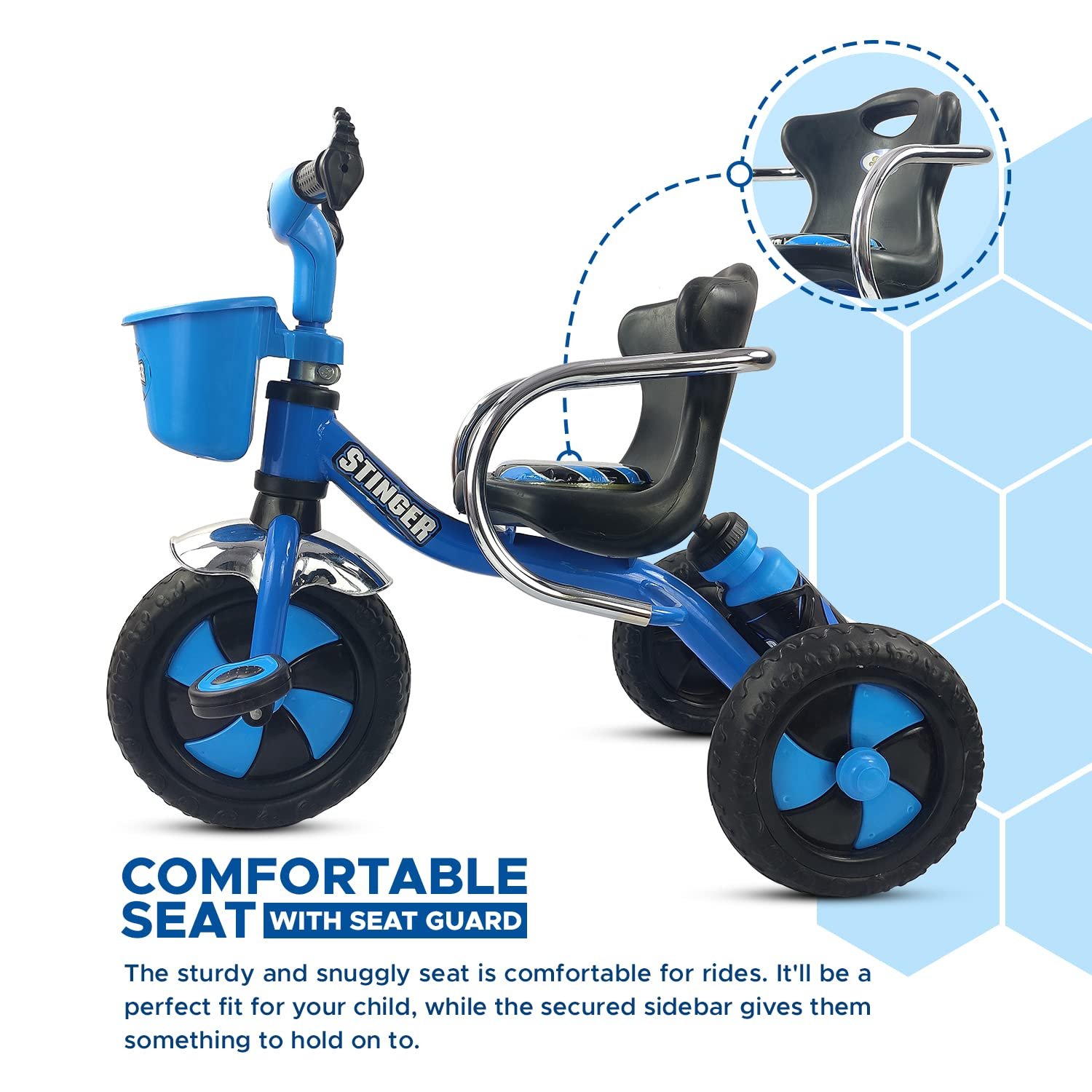 Dash Stinger Tricycle for Kids 3-5 Years, Baby Cycle With Storage Basket and Sipper (Capacity 25kg | Blue) - Image 3