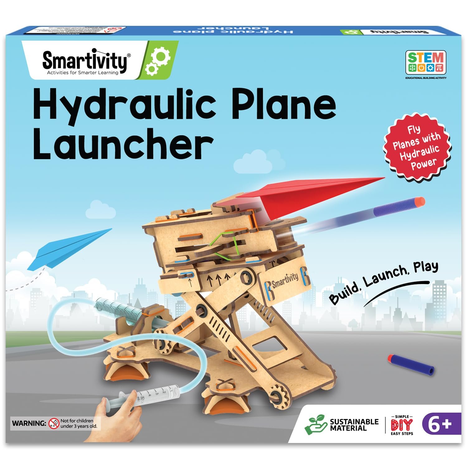 Smartivity 2in1 Hydraulic Aeroplane & Dart Launcher Toy for Kids 6-8-10-12-14 Years Old | Shoots Planes/Darts Far in Air I Exciting Birthday Gifts for Boys & Girls | DIY Science Toy for Kids 6-14