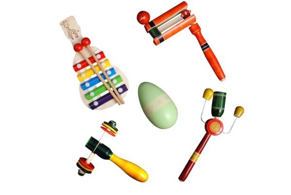 Wooden Rattles for Baby, Egg Shaker, Infants, New Born Babies Toys (0 to 6 to 12 Months) - Set of 5 pcs - Non Toxic Multicolor - Made in India - Discover Sounds & Sensory Skills - Image 2