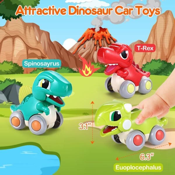 Push and Go Dinosaur Toy Cars for Toddlers 1-3 One Year Old Boys Toys Birthday Gifts Dinosaur Car Small and Light Educational Plastic Toy for 1-3 Year Old Pack of 1 (Random Color) - Image 5