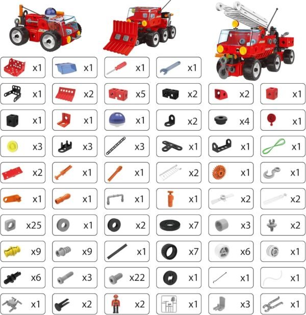 7 in 1 STEM Toys for 3 4 5 6 7 Year Old 159PCS Fire Truck Toy for Kids Educational Science Kits for Boys Age 5-7 6-8 Engineering Learning Toys_18 - Image 5