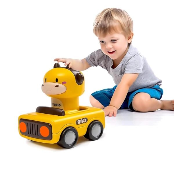 Kidology Press & Go Friction-Powered Cars for Toddlers – Animal Mini Racing Car, Push & Go Vehicle for Early Learning, Fun Toy for 0-3 Years Babies & Kids - Pack of 1 (Random Character)