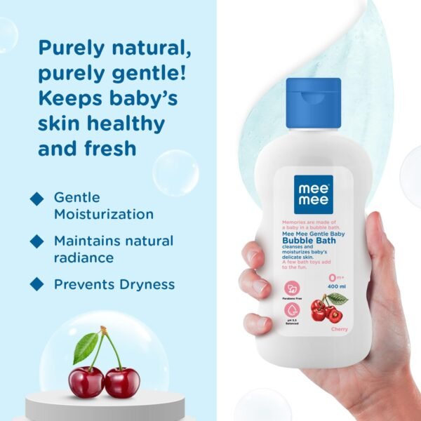 Mee Mee Foamy Baby Mild Bubble Bath | 400ml (Pack of 1) With Cherry & Fruit Extracts | Tear-Free Formula | Moisturizes and Soothes Baby\'s Skin | No Parabens | Infant Friendly Natural Head to Toe Baby Wash Dermatologically Tested | pH balanced | All skin types - Image 5
