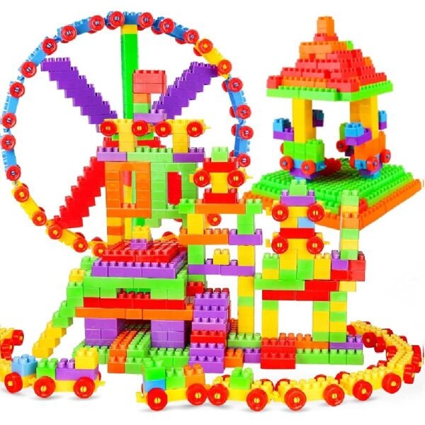 FunBlast Toy Building Blocks - DIY Blocks with Wheel for Kids - Learning and Education Toys for Kids - 290+ Pcs (Multicolor) (290 pieces)