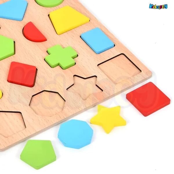 Kidology Wooden Puzzles for Toddlers for Kids Preschool Learning Toys, Wooden Montessori Toddler Puzzles Wooden Alphabet, Number, Shape Puzzles for Kids 2-4 Years Old (Alphabet + Shapes Puzzle - 2Pcs) - Image 6