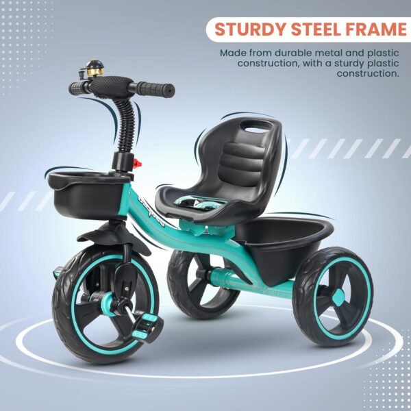 Baybee TRIGx Baby Tricycle for Kids | Smart Balanced Baby Trikes with Comfort Seat, Front & Back Storage Baskets & Eva Wheels | Children Bicycle for Kid | Kids Cycle for 2-5 Years Boy Girl (Green) - Image 6