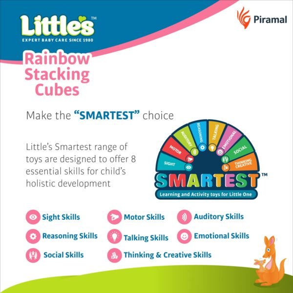 Little\'s Rainbow Stacking Cubes I Activity Toy for Babies I Multicolor I Infant & Preschool Toys I Develops Motor & Reasoning Skills(7 Pieces) - Image 6