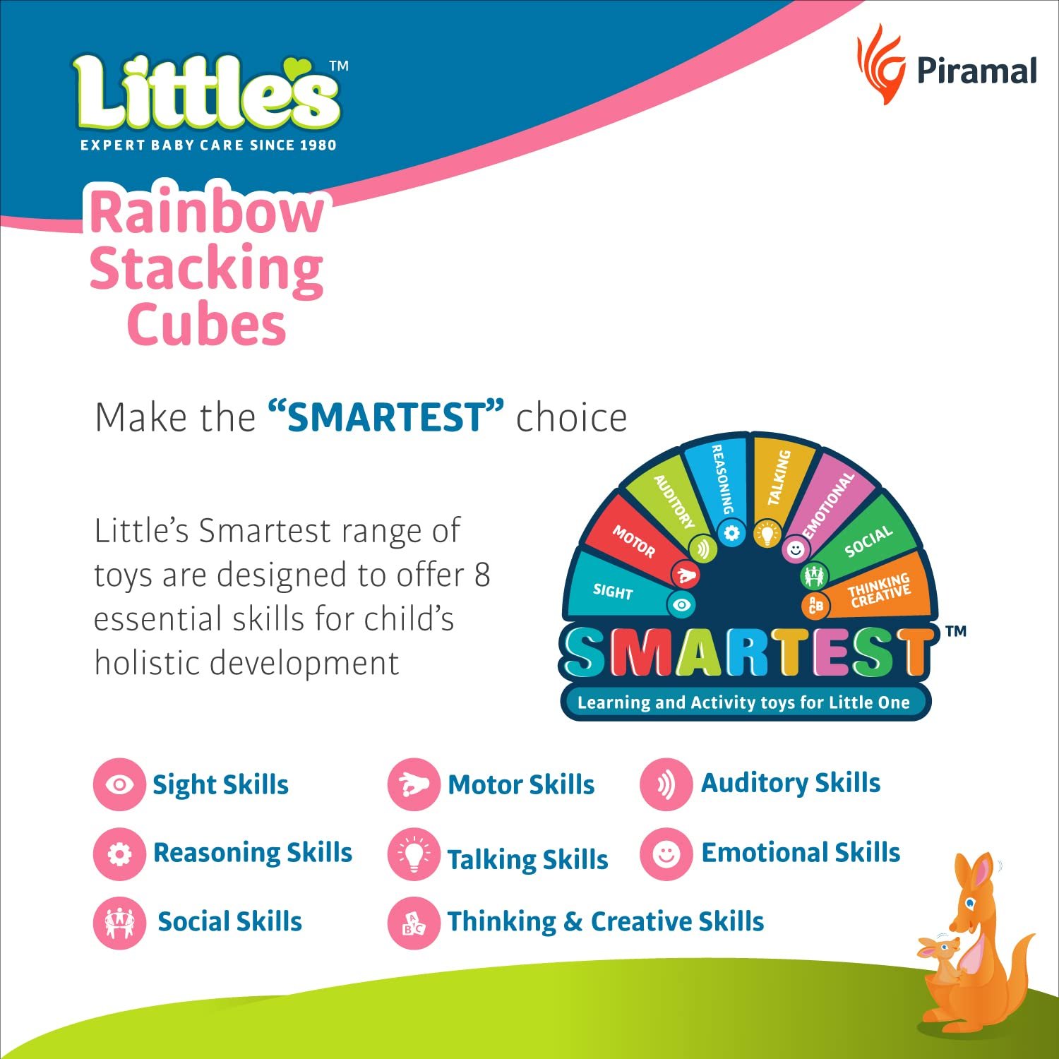 Little\'s Rainbow Stacking Cubes I Activity Toy for Babies I Multicolor I Infant & Preschool Toys I Develops Motor & Reasoning Skills(7 Pieces) - Image 6