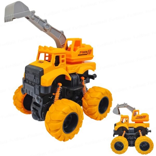 FunBlast Truck Toys for Kids - Off Road 4X4 Wheel Construction Truck Toys, Pull Back Mini Monster Truck Toys for 3+ Year Old Kids, Boys, Push and Go Truck Toys (Excavator)