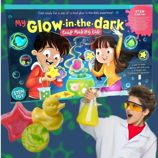 My Glow-in-The-Dark Soap Making Lab Science Kit for Kids | Learning & Educational DIY Activity Toy Kit for Ages 6+|Safe & Non-Toxic Materials for Young Scientists| Made in India, Multicolor