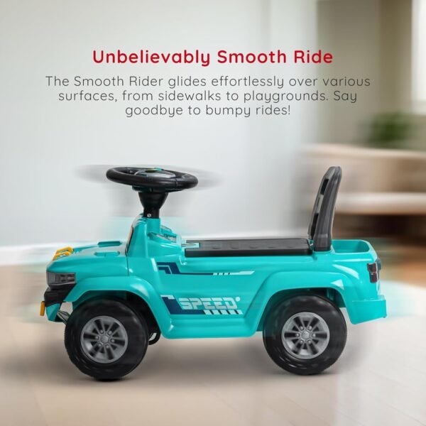 Baybee Speedy Ride on Baby Car for Kids | Ride on Toys Car with Music & LED Light | Portable Push Ride on Jeep with Backrest & Storage Basket | Kids Car to Drive 1-3 Years Boys Girls (Green) - Image 6