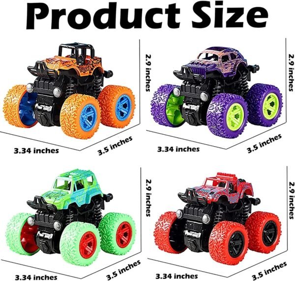 GRAPHENE Exciting Pack of 2 Monster Trucks for Boys 3-7 Years Old, Friction Powered Car Toys, Durable High-Density Alloy and Non-Toxic Plastic, Non-Slip Tires for Educational Play - Image 4