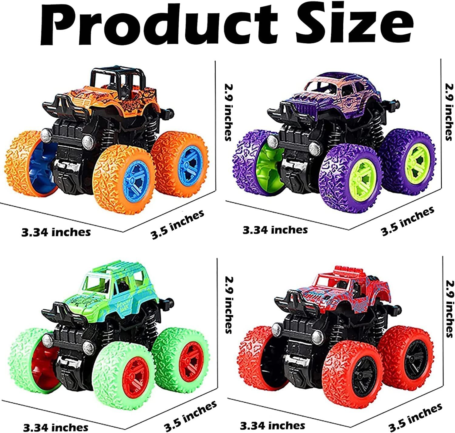 GRAPHENE Exciting Pack of 2 Monster Trucks for Boys 3-7 Years Old, Friction Powered Car Toys, Durable High-Density Alloy and Non-Toxic Plastic, Non-Slip Tires for Educational Play - Image 4