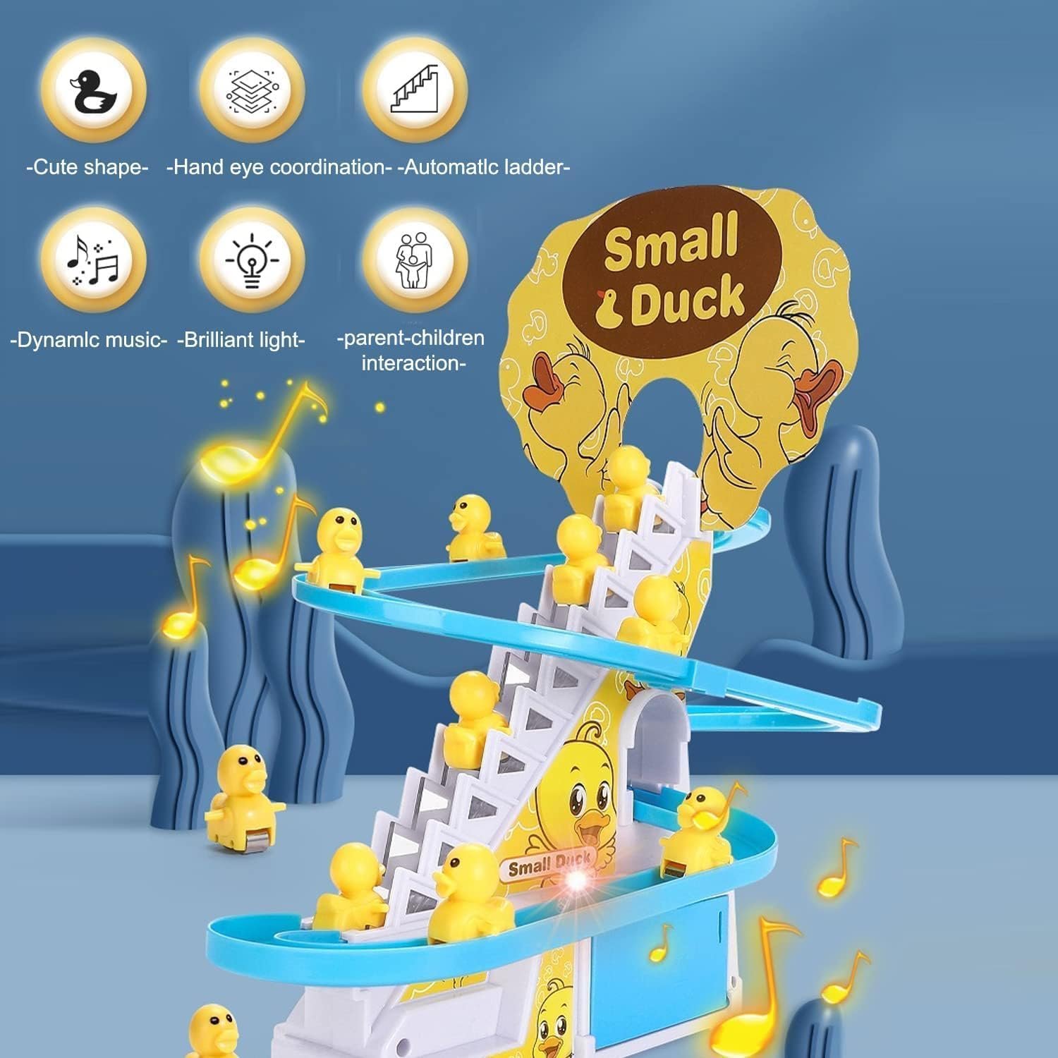 Interactive Baby and Kids Toy Automatic Climbing Duck Slide Animal Figure Set with Flashing LED Lights, Cheerful Music and Smooth Tracks for Toddlers and Children Aged 1+ ( 3 Duck Included ) - Image 2