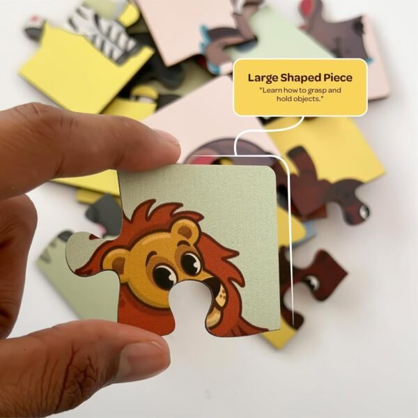 4 Piece Wooden Puzzle Set of 6 - Wild Animals - Kids Toys for 2-5 Years Boy - Educational Pre-School Toys, Safe & Durable, Zero Plastic, Vivid Printing - Image 4