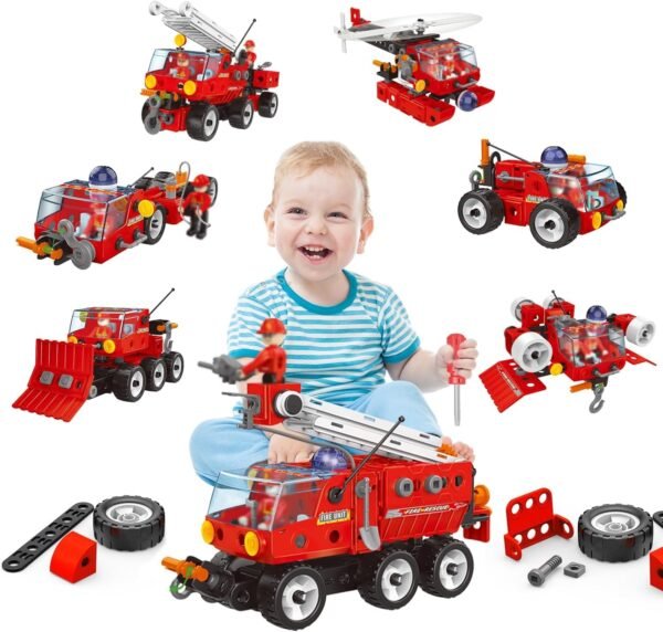 7 in 1 STEM Toys for 3 4 5 6 7 Year Old 159PCS Fire Truck Toy for Kids Educational Science Kits for Boys Age 5-7 6-8 Engineering Learning Toys_18