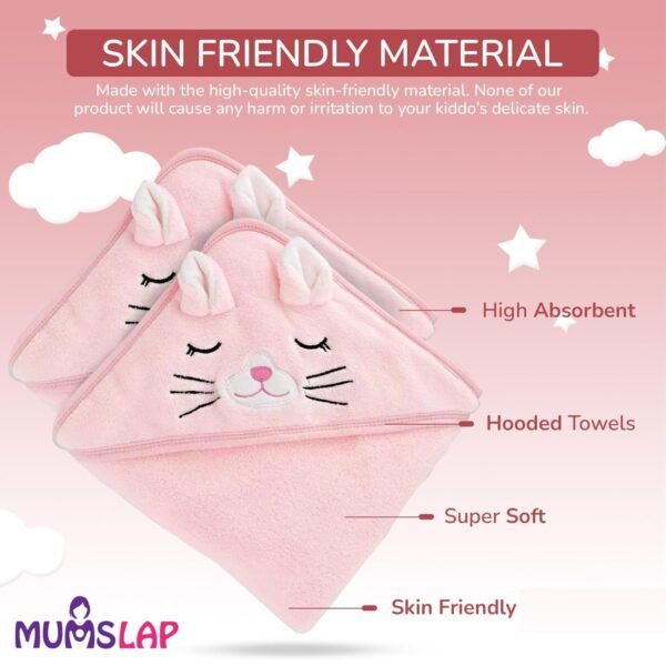 Hooded Baby Towel-Premium Soft Baby Bath Towel for Bathtub for Newborn,Infant-Ultra Absorbent,Natural Baby Stuff Towel for Boys and Girls(Elephant,Bear)(Kitty)|Polyester Blend,300 TC - Image 3