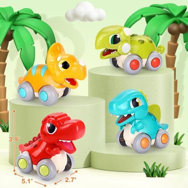 Push and Go Dinosaur Toy Cars for Toddlers 1-3 One Year Old Boys Toys Birthday Gifts Dinosaur Car Small and Light Educational Plastic Toy for 1-3 Year Old Pack of 1 (Random Color) - Image 3