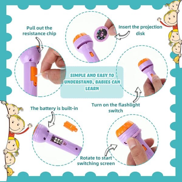Graphene Mini Projector Torch Toy with 3 Slides, 24 Patterns - Safe, ABS Material, Easy, Creative Learning & Bedtime Stories, Transform to Night Light for Ultimate Comfort - Image 5
