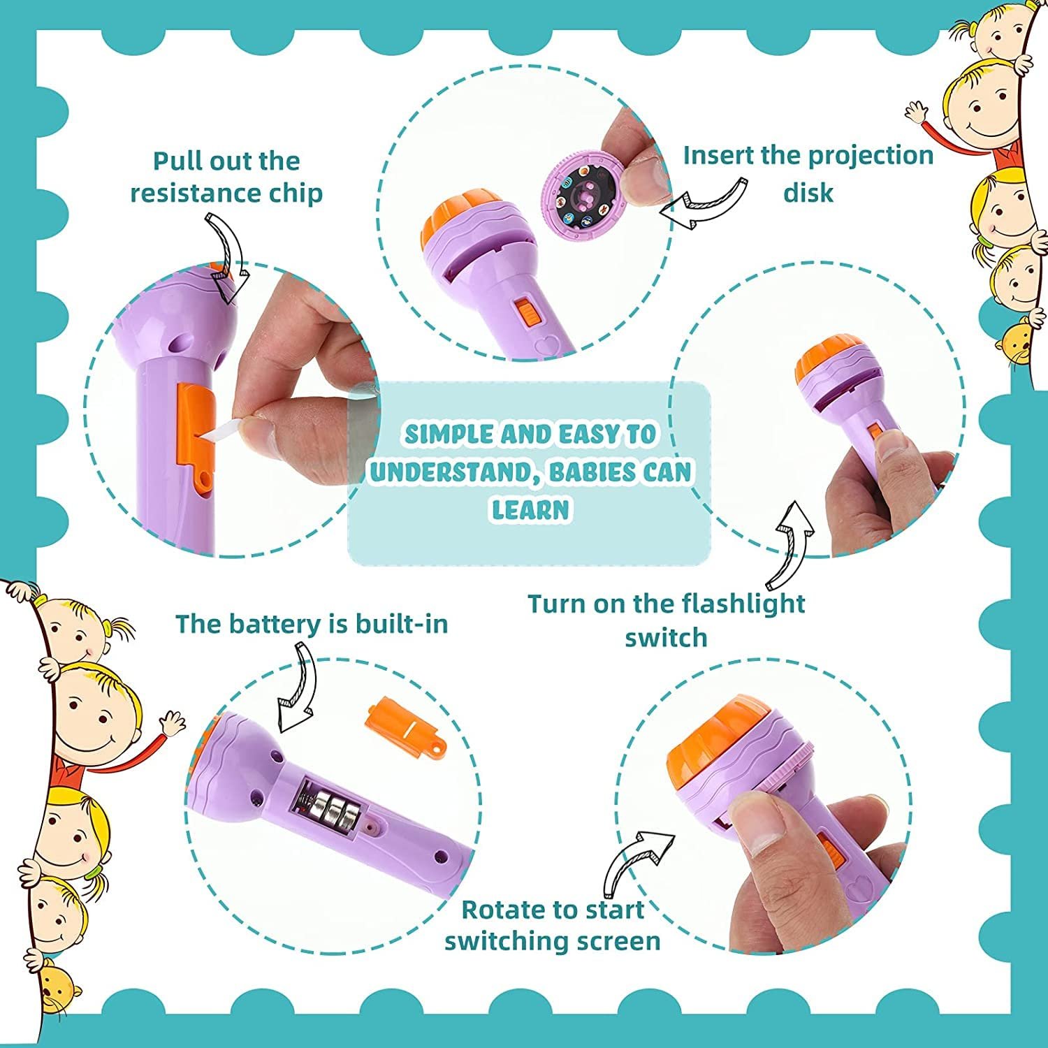 Graphene Mini Projector Torch Toy with 3 Slides, 24 Patterns - Safe, ABS Material, Easy, Creative Learning & Bedtime Stories, Transform to Night Light for Ultimate Comfort - Image 5