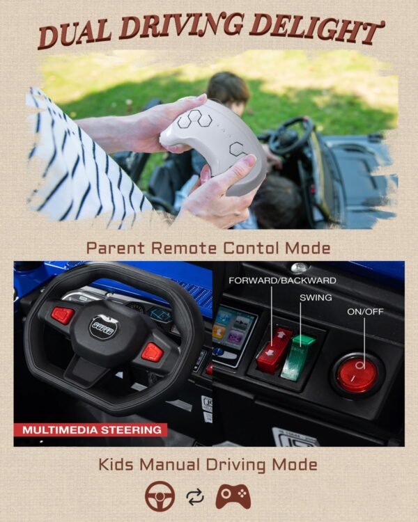 Wishmaster Driving EV Cars for 1, 2, 3, 4, 5, 6 Years | Remote + Steering + Mobile App Control | Kids Jeeps (Entery Level Jeeps [2-6 Years]- Thar, Blue) - Image 3