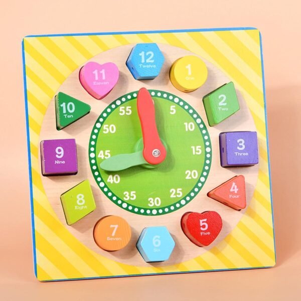 Toy Montessori Wooden Clock Toys Wooden Lacing Threading Toys for Baby Boys Square - Image 6
