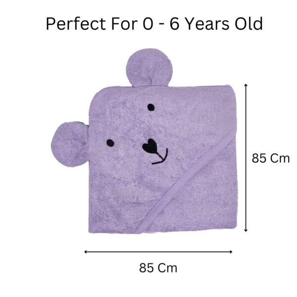 THEONI Hooded Bamboo Towel for Kids – Ultra Soft & Super Absorbent Cotton Towel, Breathable and Skin-Friendly, Perfect for Newborns, Infants, and Toddlers, 85x85 cm, 400 GSM (Purple)