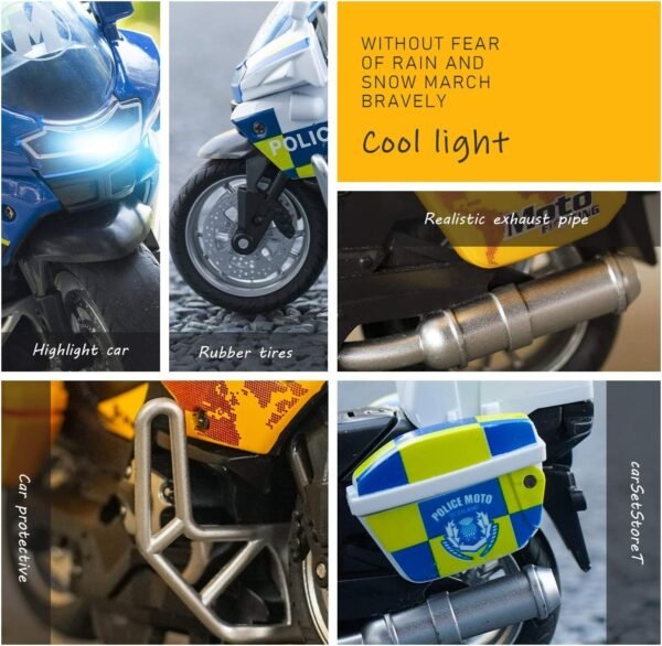 Police Motorcycle Toy - Pull Back Motorcycle Toys, Tiny Gift with Music Lighting, Latte Motorcycles Toy for Kids Boys Age 3-8 Year Old [New] (Moto-Fighting-Blue) - Image 4