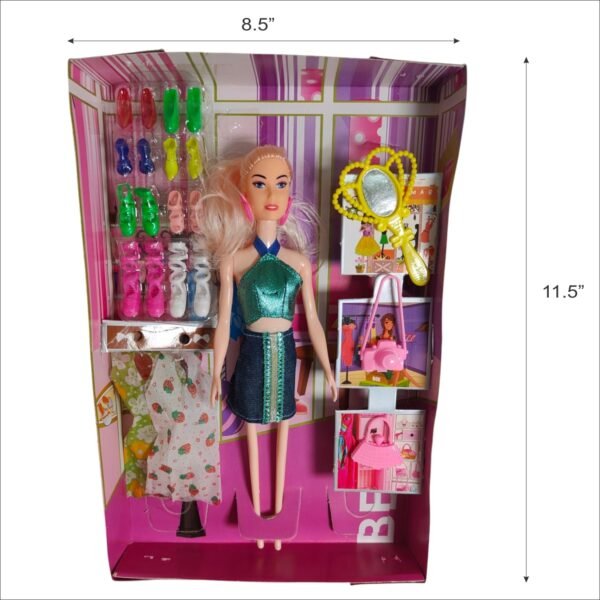 ABYZ Fashion Doll Set with Sparkling Green Dress, Multiple Shoes and Accessories, Girls Toy 3-5 Years, Multicolor - Image 3