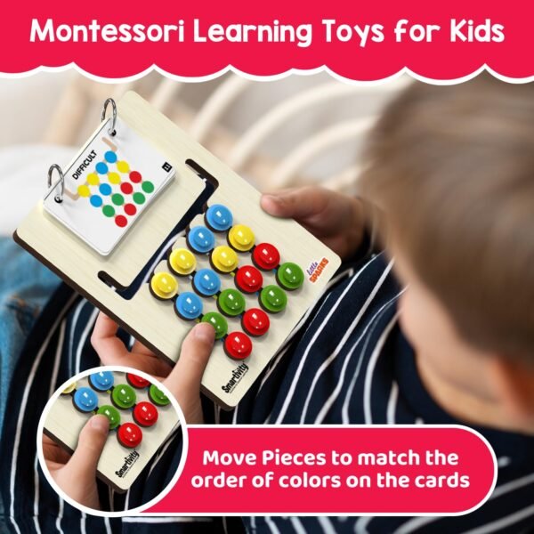 Smartivity Kids Montessori Slide Puzzle Game IColor & Pattern Matching Learning Toys for Kids 4-8 Years I Birthday Gift for Unisex I Preschool Educational Activity Toy for 4,5,6,7,8 I Travel Friendly - Image 3