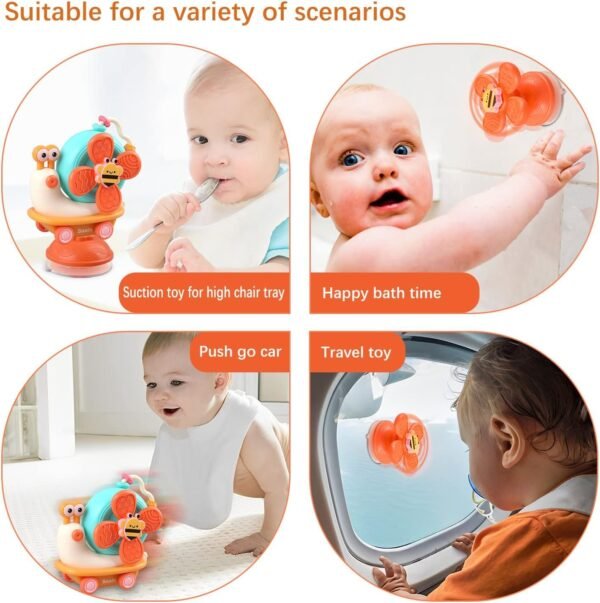 Samip Baby Montessori Sensory Toys - Fine Motor Skills Suction Cup Spinner Travel Toys - Toddler Activities Toys - Gifts for 6 7 8 9 10 12 18 Month Age 1 2 One Two Year Old Boys Girls Infant Bath Toys - Image 3
