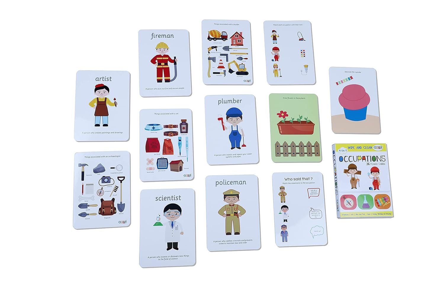 Early Learning - Alphabets, Numbers, Colours, Fruits, Animals, Transport, Occupation & Flags, Wipe & Clean Activity Flash Cards - Age 1-5 Yrs, Montessori, Educational Preschool Learning - Image 6