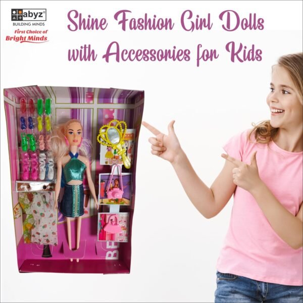 ABYZ Fashion Doll Set with Sparkling Green Dress, Multiple Shoes and Accessories, Girls Toy 3-5 Years, Multicolor - Image 5