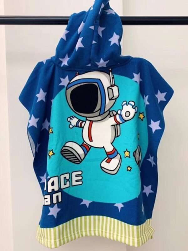 Astronaut Hooded Poncho Kids Beach/Pool/Bath Towels - Lightweight Soft Microfiber Quick Dry Toddler Towel for Ages 4 to 7 - Image 4
