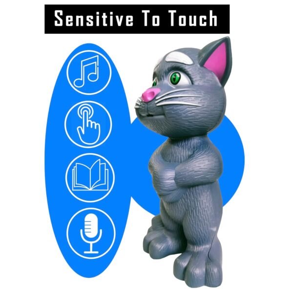 WISHKEY Plastic Intelligent Mimicking Tom Talking Toys for Kids, Story Telling and Singing Toy for Children, Musical Toys for Baby, Grey, 3+Years(Set of 1) - Image 6