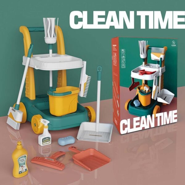 Toy Kids Cleaning Set Housekeeping Tools for Toddlers Children Ages 3+ Years Old Style B Green - Image 2