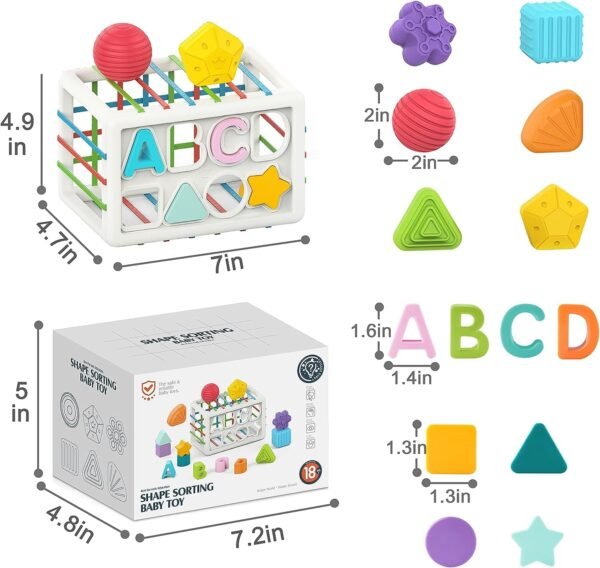 Brand Conquer 6 in 1 Learning Cube Educational & Learning Activity Toy Including Blocks, Clock, Alphabets-Tree,Transportation Vehicles,Music Keyboard & Mirror for Kid (Small 6 in 1 Cube), Multicolored - Image 3